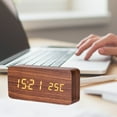 thumbnail image 1 of GOOHOCHY Room Clock LED Alarm Clock Bamboo Brown 1Pack 5.9X1.6X2.8in, 1 of 8