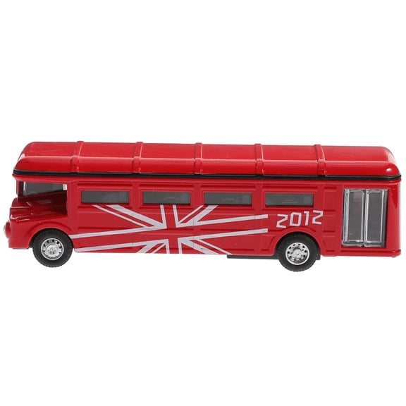 GOOHOCHY 1Pcs Non-Electronic Toy Vehicles Red Alloy Single-Deck Bus Model for Boys 11.8*4.7*2.2in