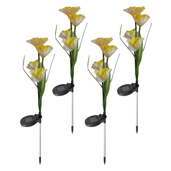 GOOHOCHY Outdoor Garden Lights Simulated Narcissus Design Solar Power LED Lamp Yellow 1Pack