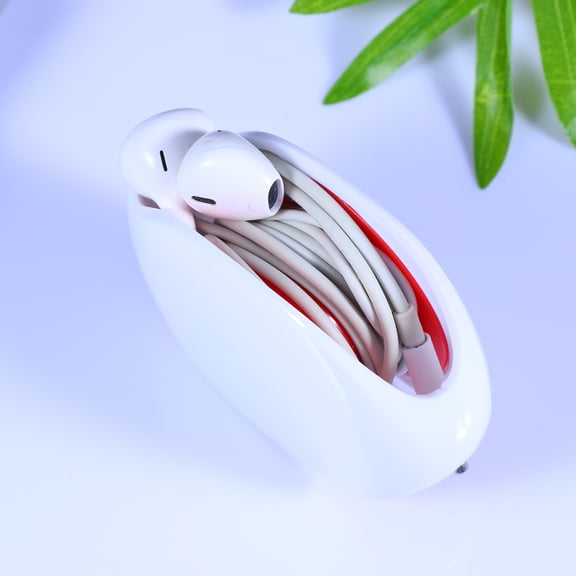 GOOHOCHY 1Pcs White Rectangular Earphones Wire Tidy For Travel And Daily Use