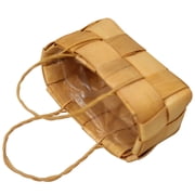 HONMEET Khaki Wooden Woven Storage Basket for Home Organization - Multi-Purpose Container