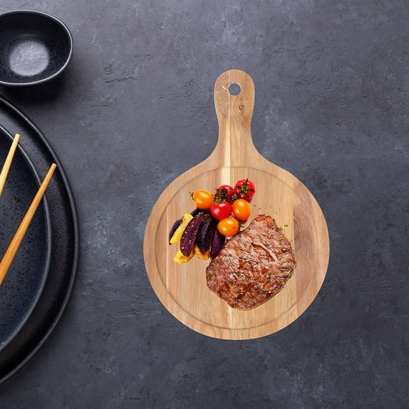 GOOHOCHY 1Set Bread Plate Wood Serving Tray Multi Color Round Shape For Home Use And General Consumers