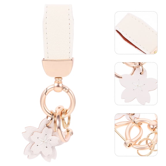 GOOHOCHY 1Set Cute Keychains for Women Pendant Keychain in Beige and White Color Zinc Alloy Material 4.3x1.1x0.3in
