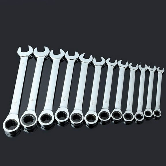 GOOHOCHY Tool Dual Heads Double Offset Ring Spanner Combination Wrench Silver 1Pcs 10.2x1.8x0.8In