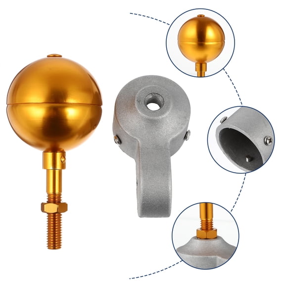 GOOHOCHY 1Set Gold Flagpole Head Ball 14.50X8.00X8.00CM for Wind-Resistant Flagpole Hardware