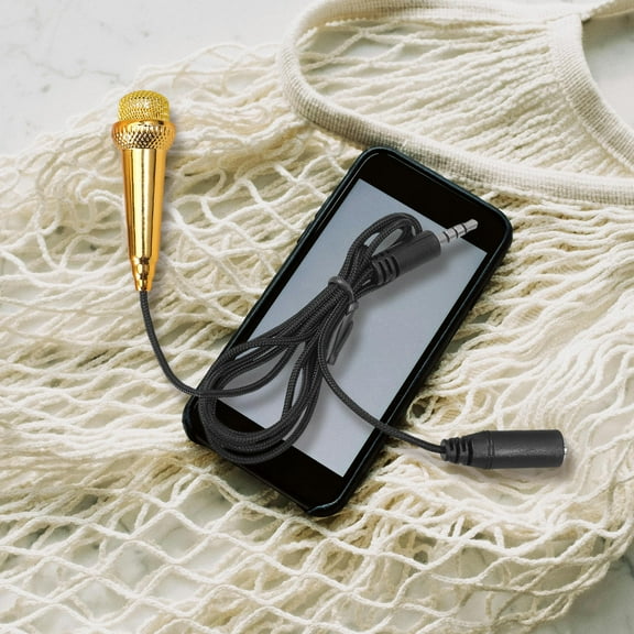 GOOHOCHY 1Set Golden Mini Microphone for Karaoke and Video Recording with Aluminium Magnesium Alloy