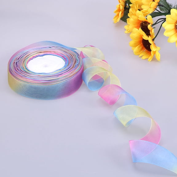 GOOHOCHY 1Set Gradient Polyester Ribbon For Brides And Hair Bow Makers 25Mm Rainbow Gradient