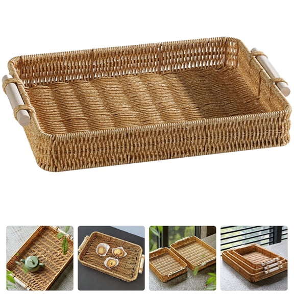 HONMEET Minimalist Design Khaki PP Bread and Cutlery Storage Basket for Homeowners Kitchen Accessory 1Pack