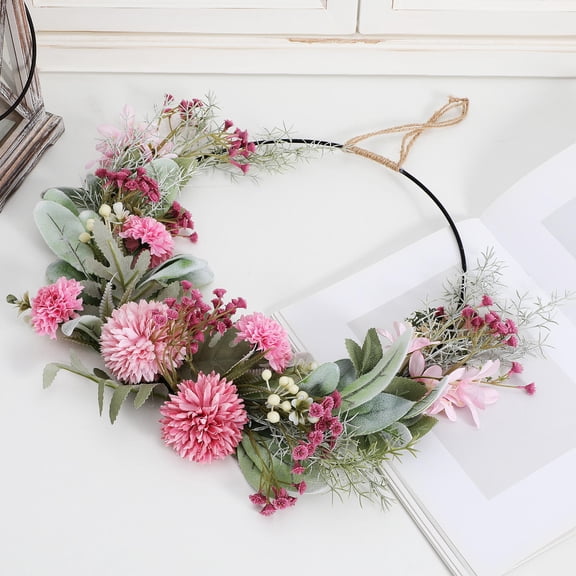 GOOHOCHY 1Set Pink Plastic Wreath Pendant for Nursery with Iron Pride Wreath Front Door 41x32in