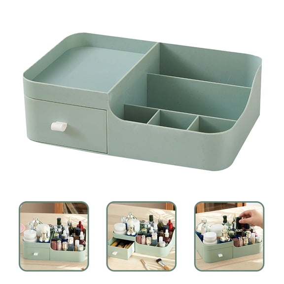 GOOHOCHY Desk Makeup Organizer Bathroom Organizer Green Plastic 1Set 10.2x6.7in