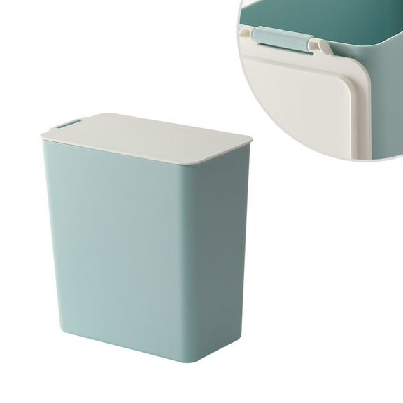 GOOHOCHY 1Set Small Garbage Can With Lid For Tabletop Use Blue PP Ideal For Home And Office Recycling
