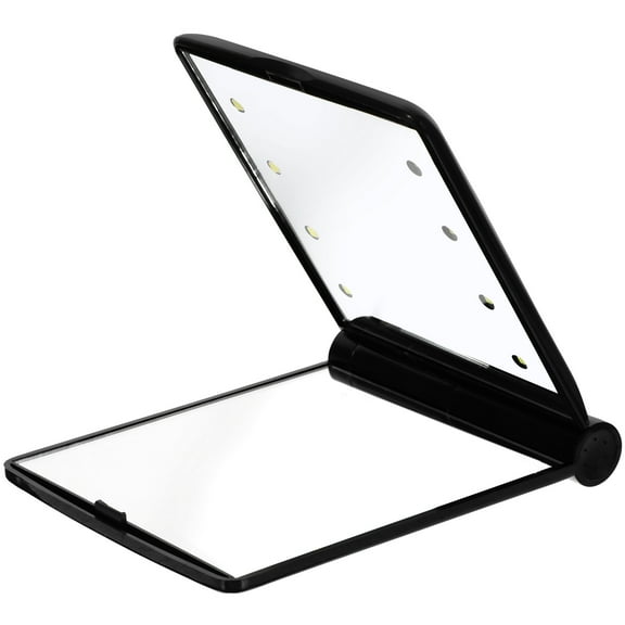 GOOHOCHY 1Set Square Black ABS Glass Lighted Make Up Mirror for Professional Makeup Artists and Girls