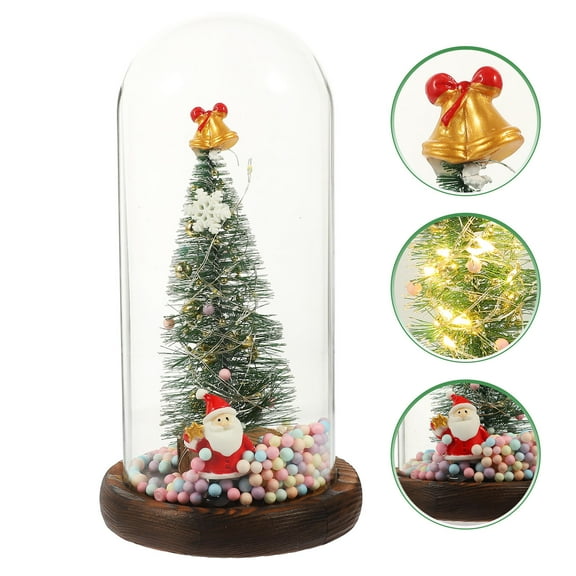 GOOHOCHY 1Set Tabletop Christmas Tree in Glass Dome Multi Colored 21 5X11 5X9in Led Lighting for Home Decoration