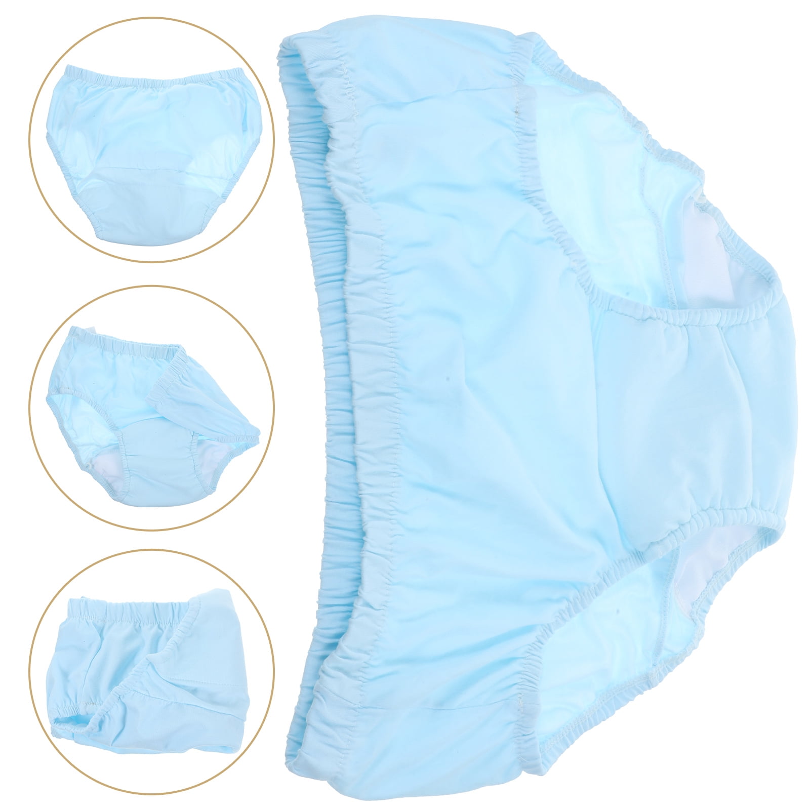 GOOHOCHY 1Set Wear-resistant Underwear for Elderly Incontinence Diaper Sky-Blue Waterproof XXL 14.2X12.2X0.4in