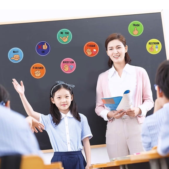 GOOHOCHY 1Set White Cardboard Hand Signal Posters for Classroom Attention and Nonverbal Communication