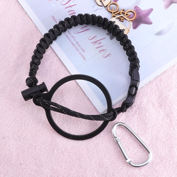 GOOHOCHY 1pc Adjustable Water Bottle Handle Drinking Bottles Vacuum Cup Bottleneck Rope Safety Ring (Black)