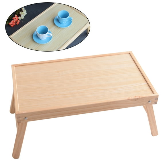 GETAJGHSD 1Pc Sturdy Solid Wood Bed Tray Portable Foldable Serving Table for Home Use