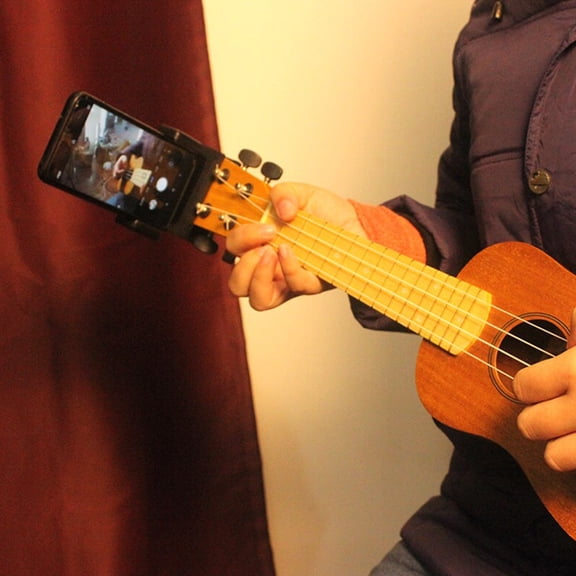 Mobutofu 1Pc Guitar Phone Stand for Live Video Recording with 360 Degree Rotation Black