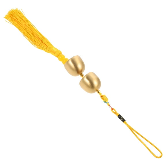 GOOHOCHY 2 Bells Copper Brass Nylon Tassel Wind Chime Bell Hanging Decor For Car Door Patio Garden 1 Set