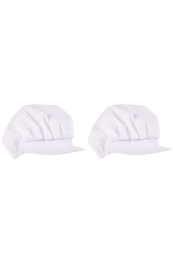 2 Count Cap Hats Chef Hat Food Market Hat Breathable Hat .8x7cm White