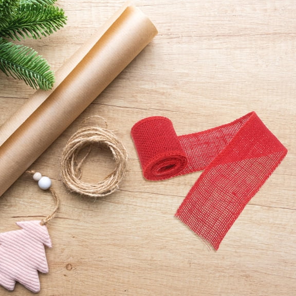 Mobutofu Ribbon Natural Burlap Red Jute 1Pack
