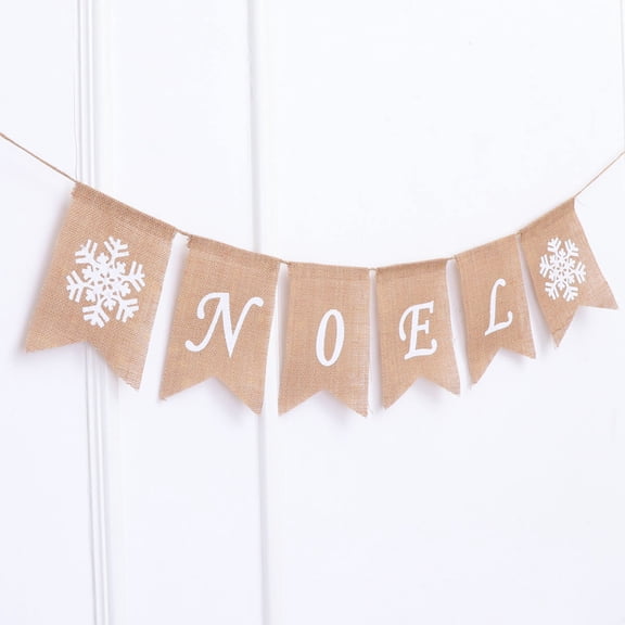GOOHOCHY 2 Meters Home Christmas Pennant Banner Swallowtail Flag Vintage Burlap