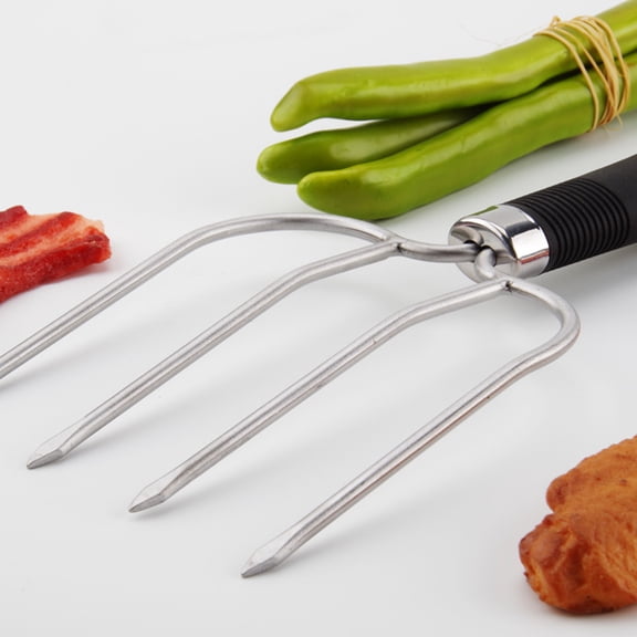 GOOHOCHY 2 PCS Lift Bold Turkey Fork Steak for Barbecue Carving Meat Fork Size 1 Black