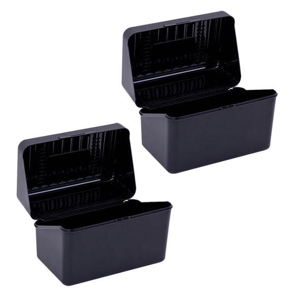 Mobutofu 2Pcs Black Plastic Cards Stand for Office Business Cards Storage and Desktop Use