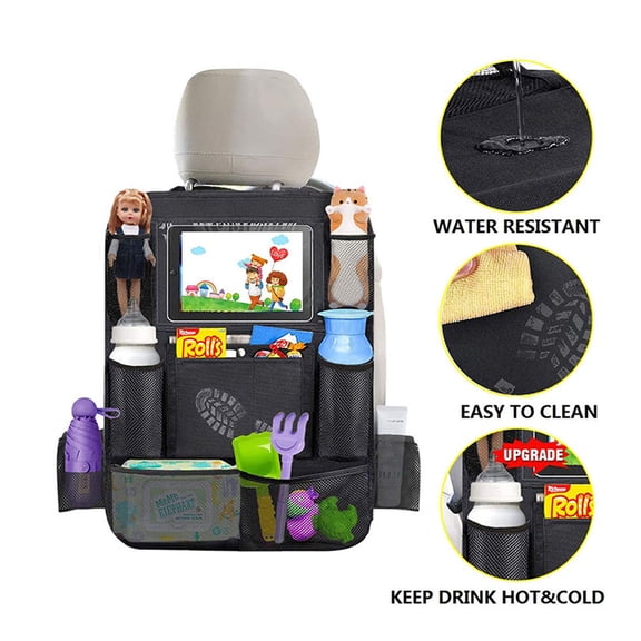 GOOHOCHY 2-Pack Car Rear Seat Storage Organizers, Black Backseat Trunk Bags with Spacious Compartments