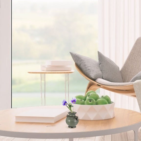 GOOHOCHY 2 Pcs Ceramic Vase Pottery Porcelain Plant Floral Containers Green