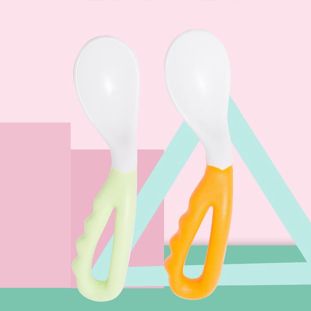 GOOHOCHY 2 Pcs Creative Curve Spoons Baby Training Spoons Baby Newborn ...