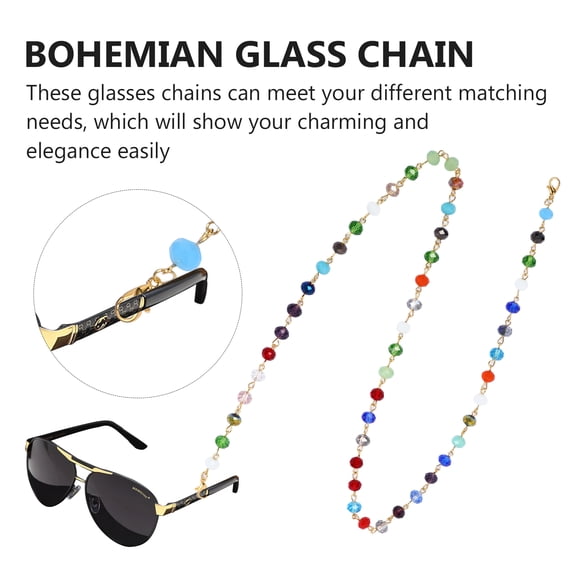 Mobutofu Glasses Holder Multi Colorful Beaded Chain 2Pcs 10.2X2.6X0.1In