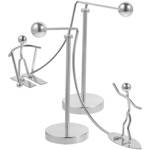 GOOHOCHY 2 Pcs Decoration Metal Tumbler Ornaments Man Office 10.00X8.00X3.00CM Silver