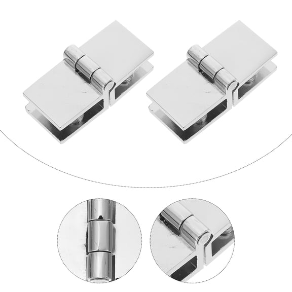 GOOHOCHY 2 Pcs Display Cabinet Hinge Non-perforated Glass Door Hinges Black Silver