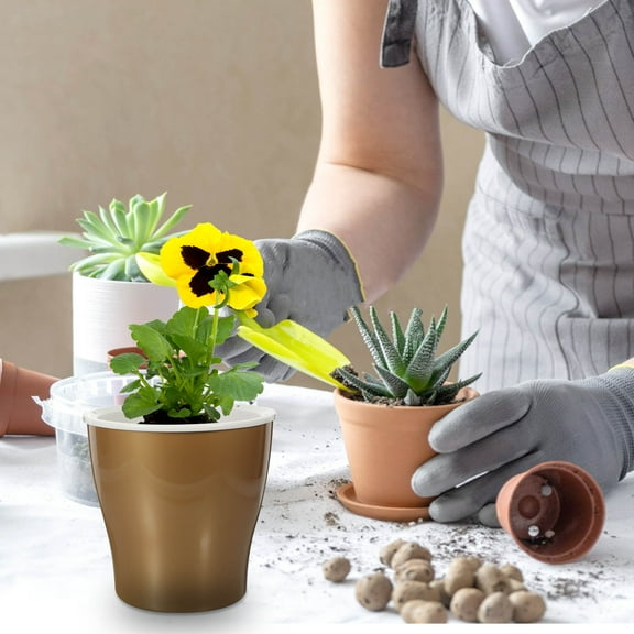 GOOHOCHY 2 Pcs Garden Decorations Easy Plant Self Watering Pot Silver Pots Indoor Plants Flower