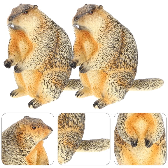 FUEENIRVA Groundhog Day Party Supplies Groundhog Statue Plastic 2Pcs Multi Decor
