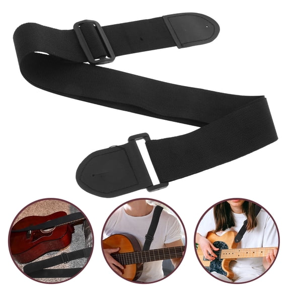 GETAJGHSD 2Pcs Black Acoustic Guitar Strap Sturdy Wood Material Easy Adjustment for Comfortable Fit