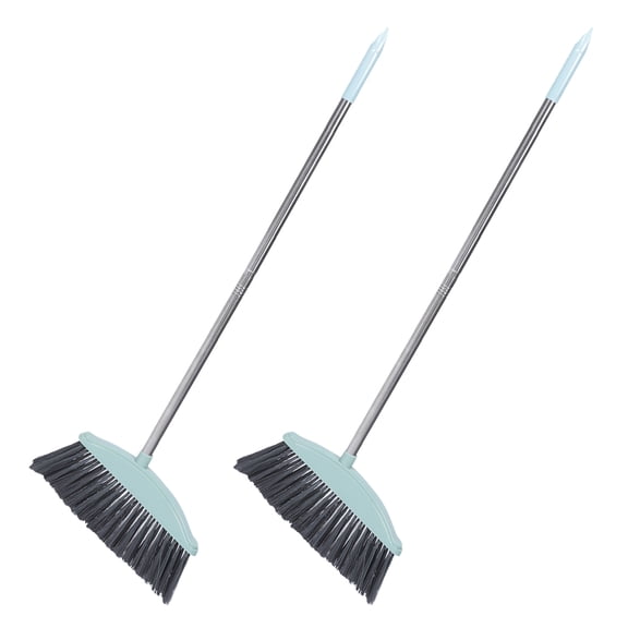 GOOHOCHY Family Clean Broom Stainless Steel Long Handle Blue 2Pcs 34.4X12.0X1.2In