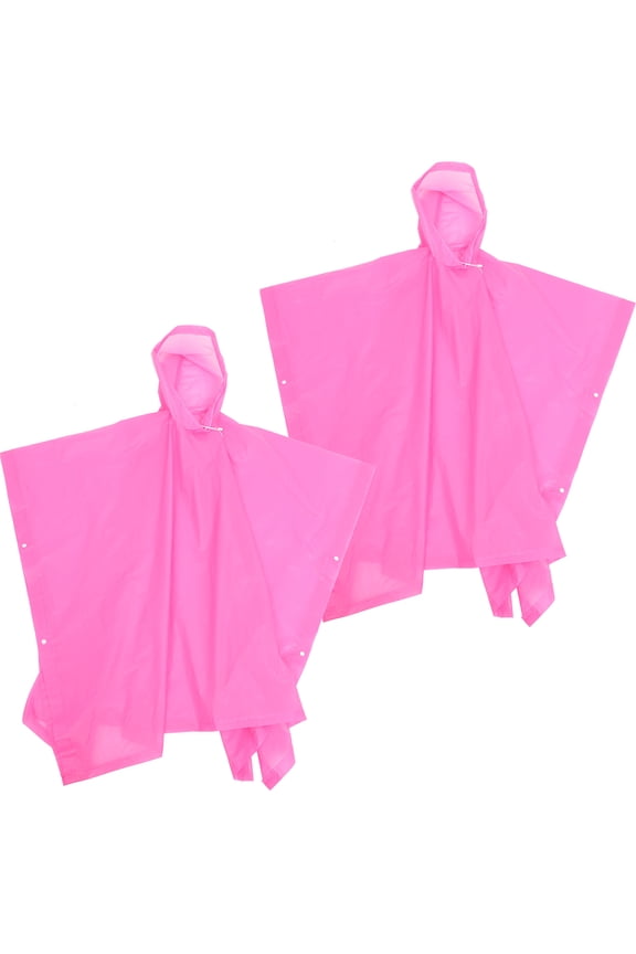 2 Pcs Hooded Raincoat Waterproof Women Adult Ponchos for Adults Travel Pink