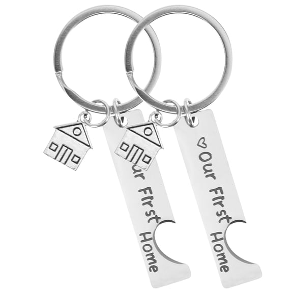 GOOHOCHY  2 Pcs Key Chain House Warming Keychains Home Rings Keyring Silver