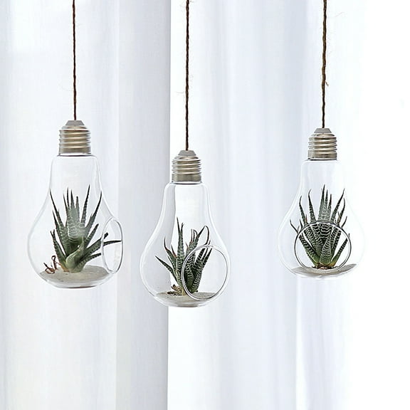 GOOHOCHY  2 Pcs Light Bulb Hanging Vase Hydroponic Terrarium Pot Plant Pots Indoor White