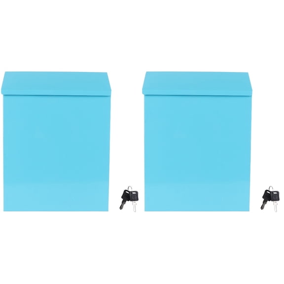 GOOHOCHY  2 Pcs Mailbox with Post for outside European Fancy Locking Office Blue