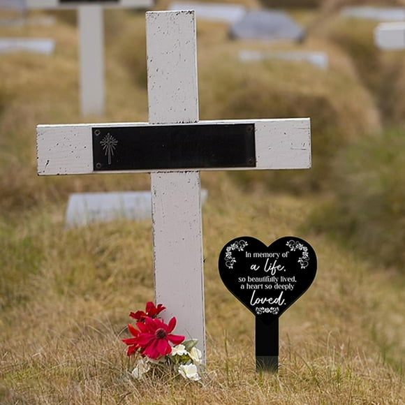 GOOHOCHY 2 Pcs Memorial Plaques for Outdoors Decorations Father Mother Black