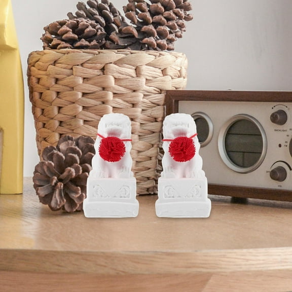 GOOHOCHY 2 Pcs Miniature Lion Statue Stone Ornament Office