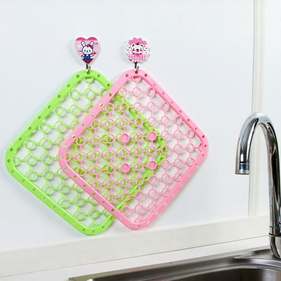 GOOHOCHY 2 Pcs Multifunctional Drying Pad Dish Mat Fruit Veggie Drain Mat Non-slip Heat Resistant Draining Pads Suitable for Home Camping Kitchen