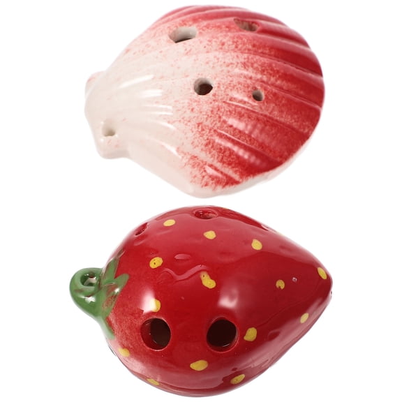 FUTUREORYY 2Pcs Red Ceramic 6 Hole Ocarina Cute Shell Design Beginner Wind Instrument