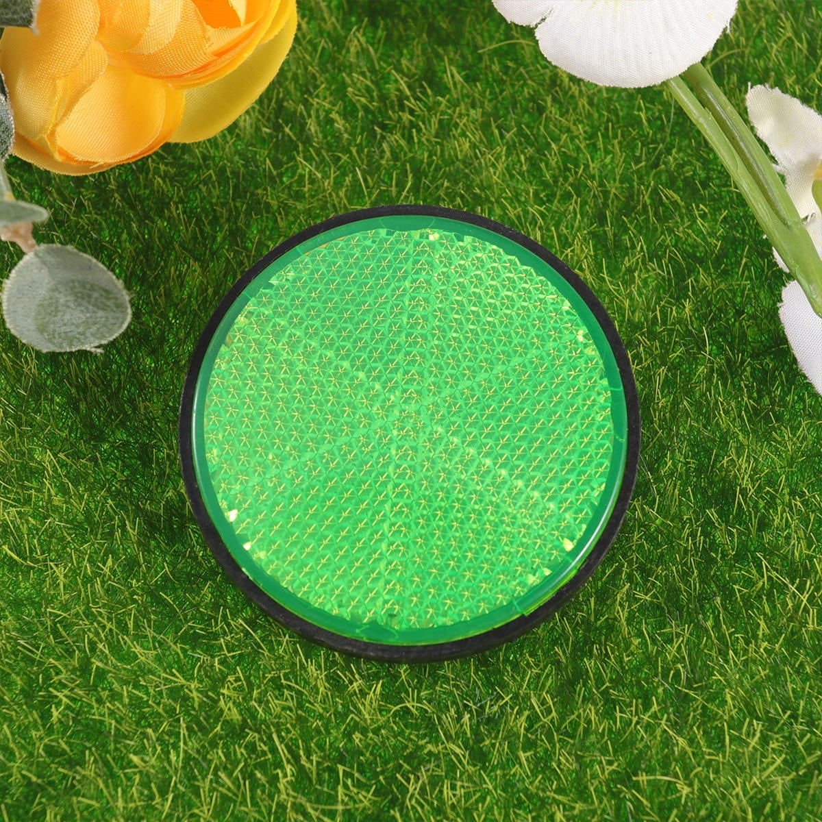 GOOHOCHY 2 Pcs Plastic Round Reflective Warning Reflector Fits for Car Motorcycle Motor Bikes Bicycles ATV Dirt Bike (Green)