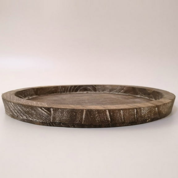 GOOHOCHY  2 Pcs Round Breakfast Solid Wood Pallet Decorative Table Center Tray