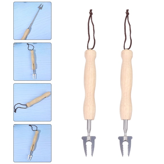 GOOHOCHY 2-Pack Telescopic Skewer BBQ Forks, Easy-to-Use Barbecue Tools for Grilling and Outdoor Cooking