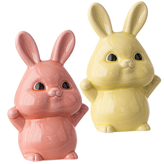 GOOHOCHY Set of 2 Soft Ceramic Statues Decorative Ornaments 14x9x6 cm for Home and Garden